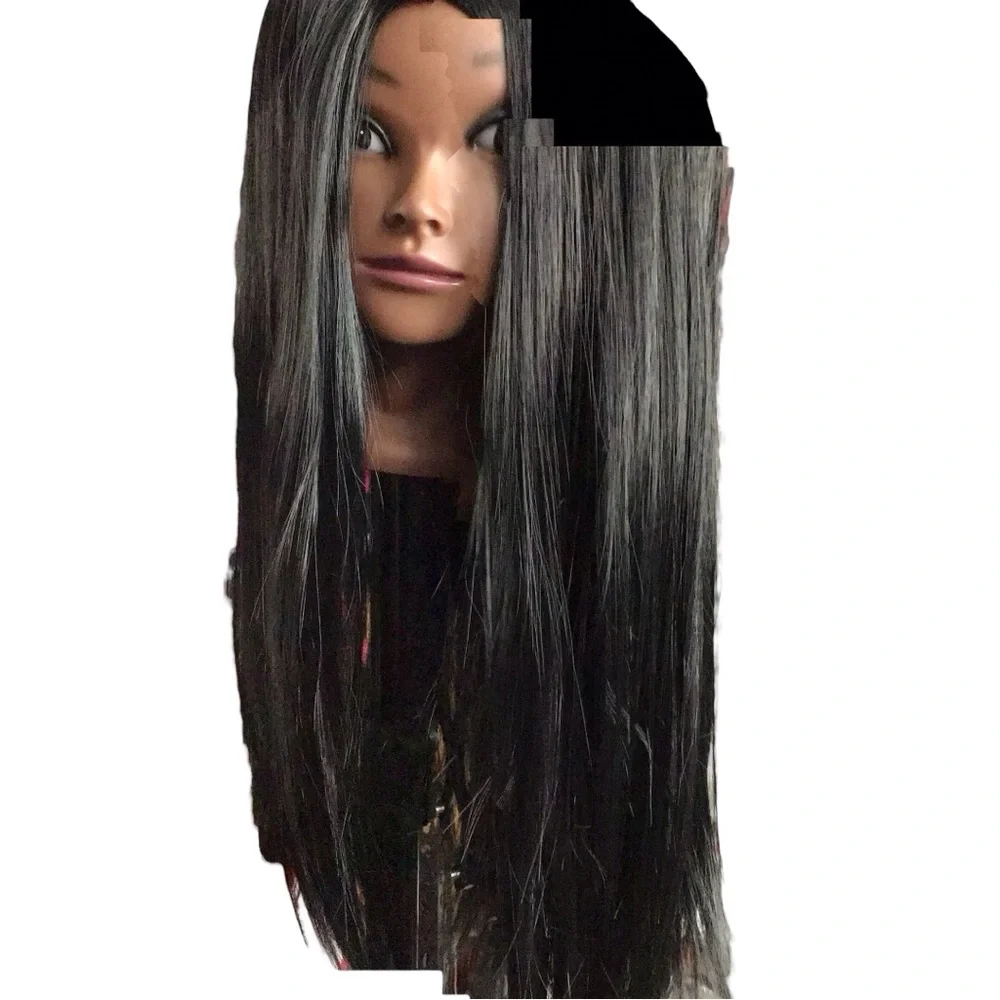 Black Straight Hair Wig with Sleek Shine NWT